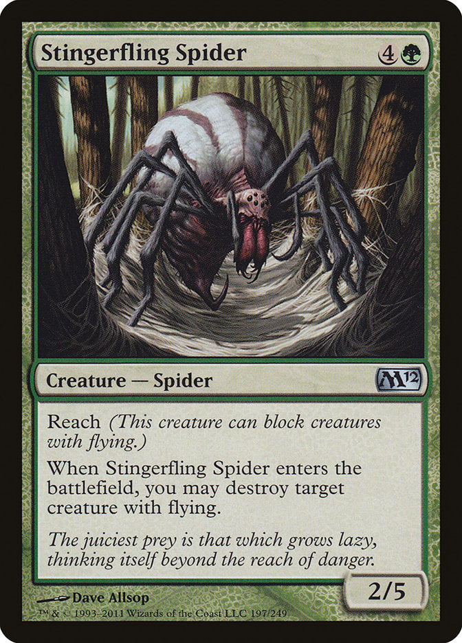 This Is An Image Of The Magic The Gathering Card Stingerfling Spider From The Set Commander Legends - Designed By Artist Dave Allsop