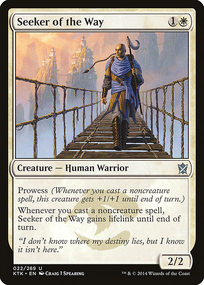 This Is An Image Of The Magic The Gathering Card Seeker of the Way From The Set Double Masters 2022 - Designed By Artist Craig J Spearing