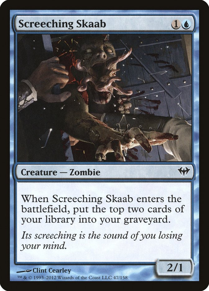 This Is An Image Of The Magic The Gathering Card Screeching Skaab From The Set Eternal Masters - Designed By Artist Clint Cearley