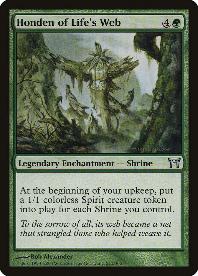 This Is An Image Of The Magic The Gathering Card Honden of Life's Web From The Set Eternal Masters - Designed By Artist Rob Alexander