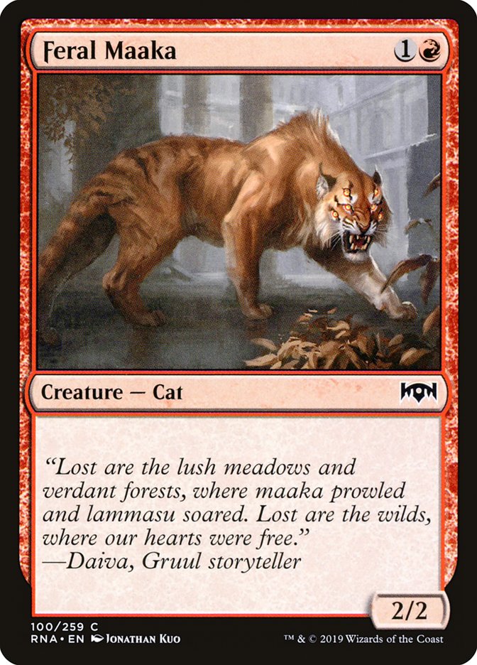 This Is An Image Of The Magic The Gathering Card Feral Maaka From The Set Ravnica Allegiance - Designed By Artist Jonathan Kuo