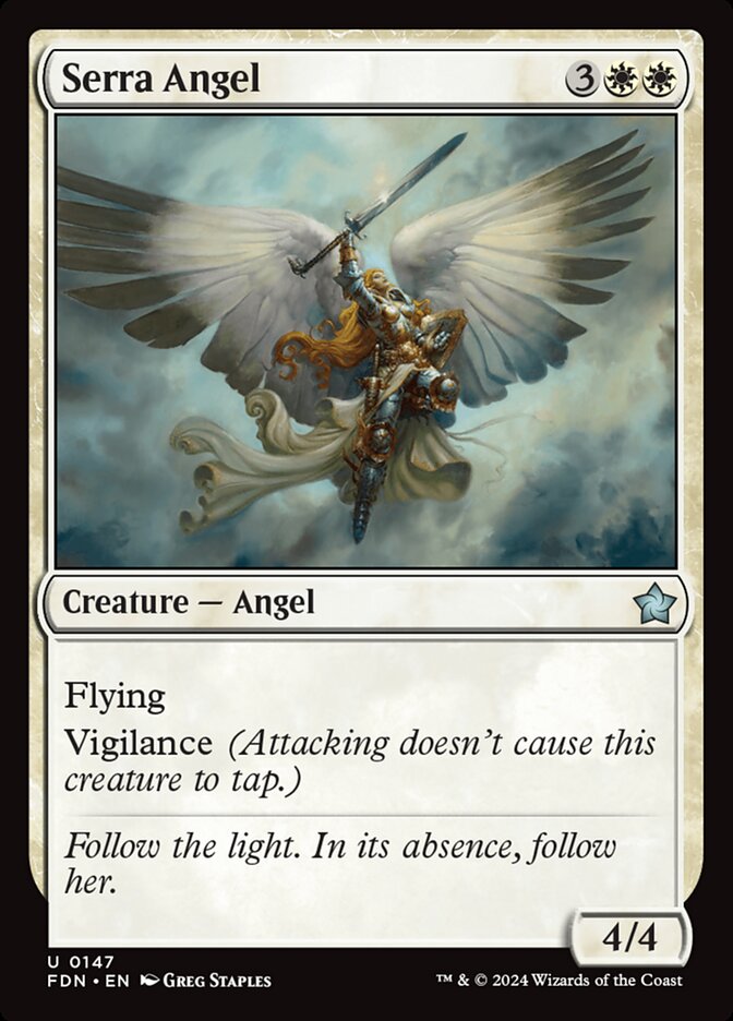 This Is An Image Of The Magic The Gathering Card Serra Angel From The Set Foundations - Designed By Artist Greg Staples