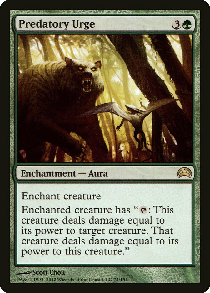 This Is An Image Of The Magic The Gathering Card Predatory Urge From The Set Planechase Anthology - Designed By Artist Scott Chou