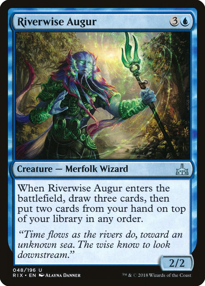 This Is An Image Of The Magic The Gathering Card Riverwise Augur From The Set Forgotten Realms Commander - Designed By Artist Alayna Danner