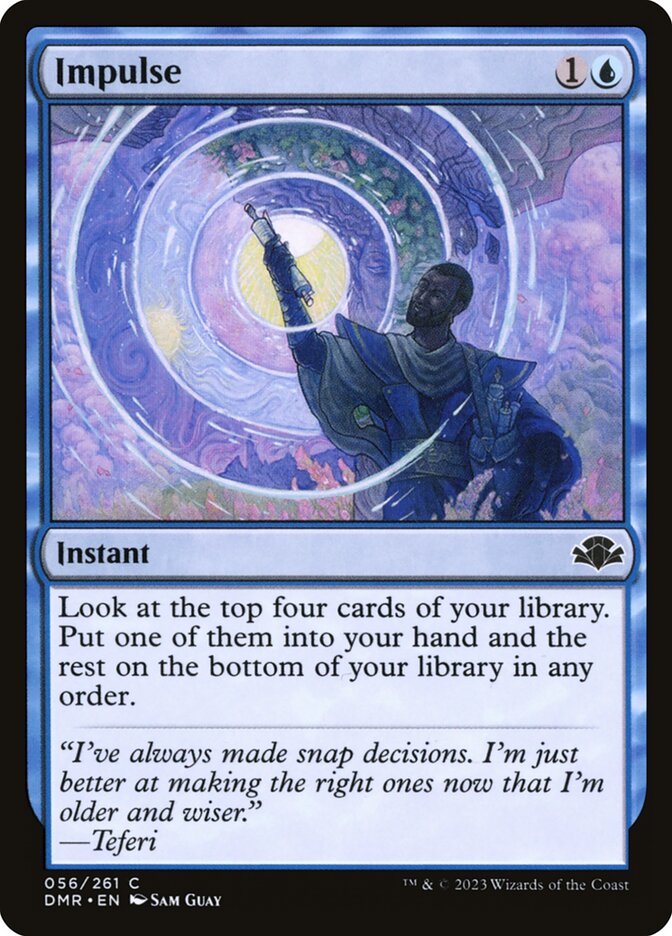 This Is An Image Of The Magic The Gathering Card Impulse From The Set Dominaria Remastered - Designed By Artist Sam Guay