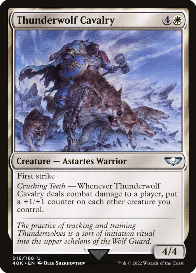 This Is An Image Of The Magic The Gathering Card Thunderwolf Cavalry From The Set Warhammer 40,000 Commander - Designed By Artist Oleg Shekhovtsov