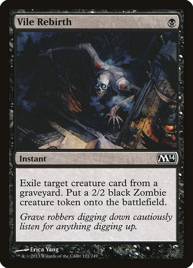 This Is An Image Of The Magic The Gathering Card Vile Rebirth From The Set Magic 2014 - Designed By Artist Erica Yang