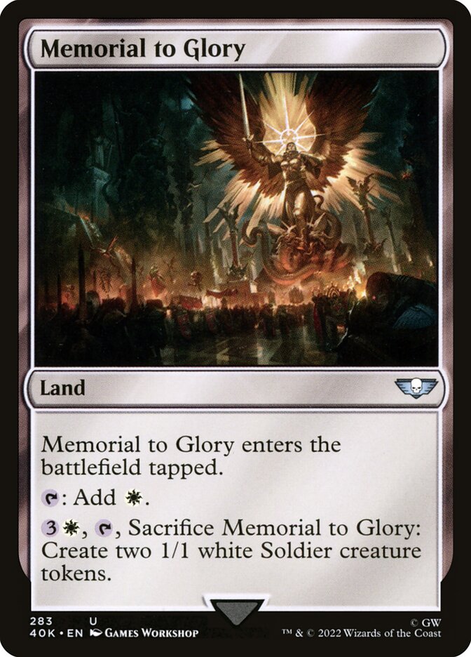 This Is An Image Of The Magic The Gathering Card Memorial to Glory From The Set Dominaria - Designed By Artist James Paick