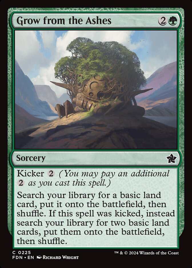 This Is An Image Of The Magic The Gathering Card Grow from the Ashes From The Set Foundations - Designed By Artist Richard Wright