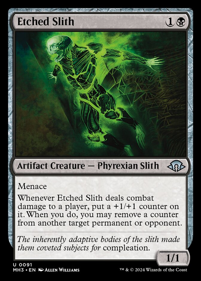 This Is An Image Of The Magic The Gathering Card Etched Slith From The Set Modern Horizons 3 - Designed By Artist Allen Williams