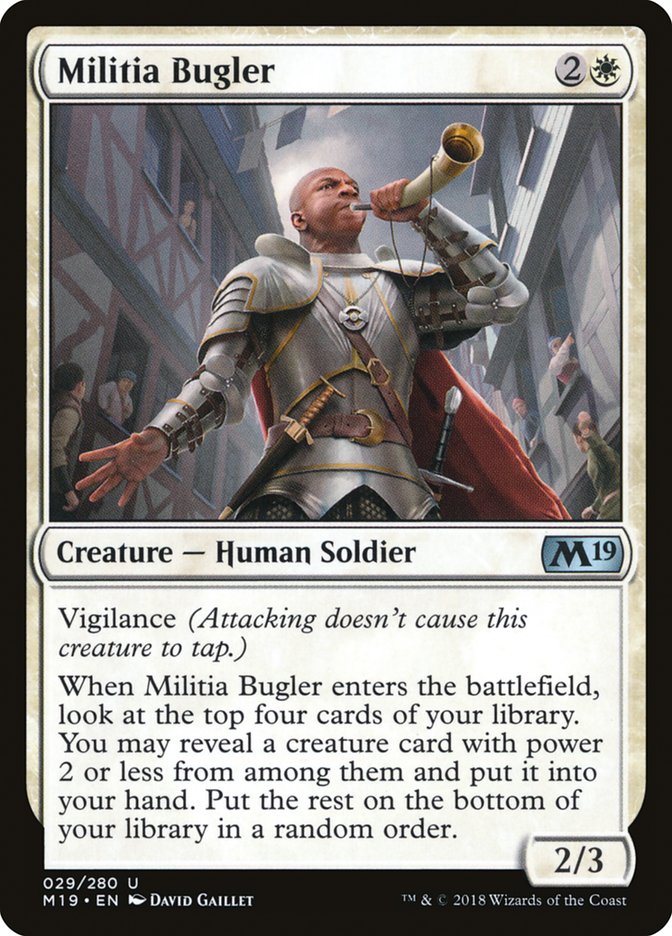 This Is An Image Of The Magic The Gathering Card Militia Bugler From The Set Double Masters 2022 - Designed By Artist David Gaillet