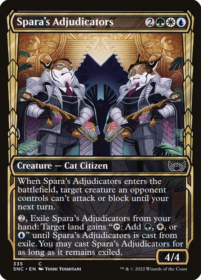 This Is An Image Of The Magic The Gathering Card Spara's Adjudicators From The Set Streets of New Capenna - Designed By Artist Aaron J. Riley