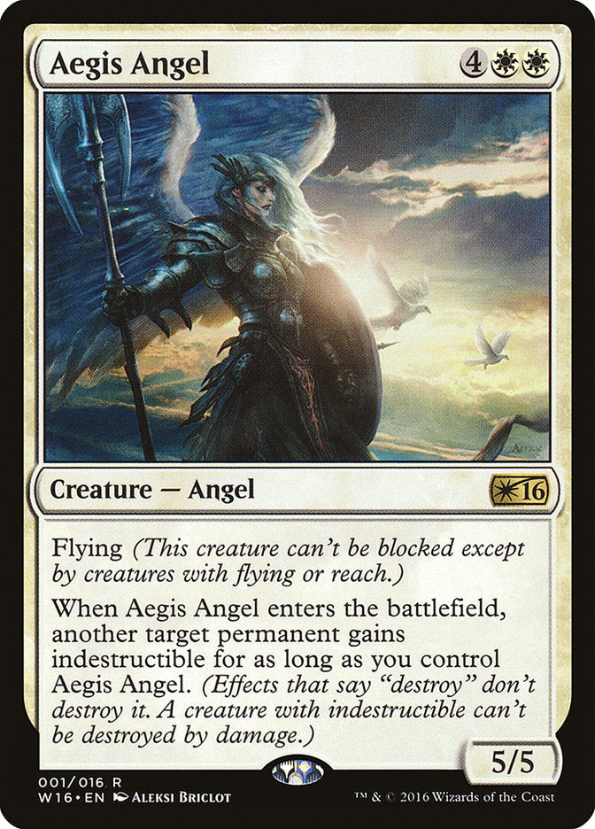 This Is An Image Of The Magic The Gathering Card Aegis Angel From The Set Archenemy: Nicol Bolas - Designed By Artist Aleksi Briclot