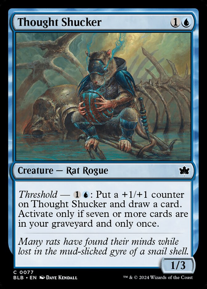 This Is An Image Of The Magic The Gathering Card Thought Shucker From The Set Bloomburrow - Designed By Artist Dave Kendall