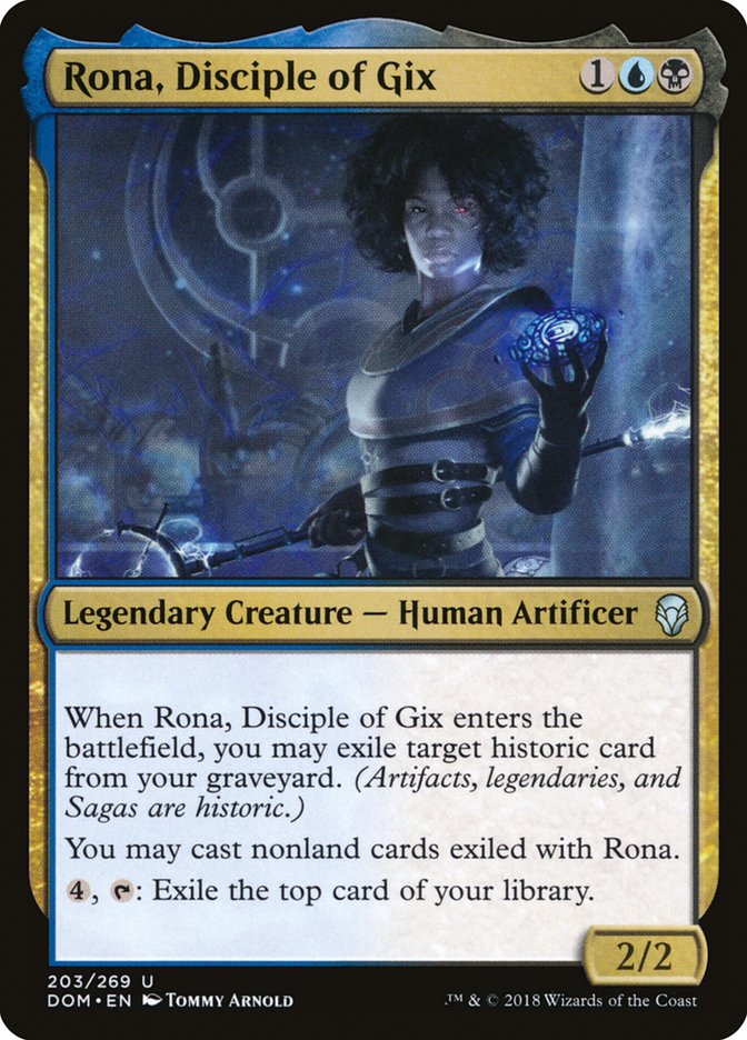 This Is An Image Of The Magic The Gathering Card Rona, Disciple of Gix From The Set Dominaria - Designed By Artist Tommy Arnold