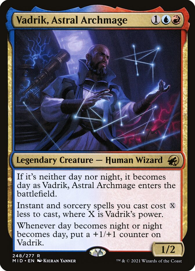 This Is An Image Of The Magic The Gathering Card Vadrik, Astral Archmage From The Set Innistrad: Midnight Hunt - Designed By Artist Kieran Yanner