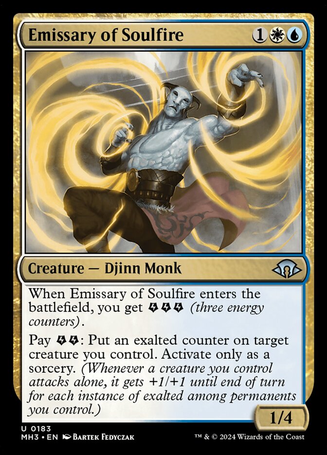 This Is An Image Of The Magic The Gathering Card Emissary of Soulfire From The Set Modern Horizons 3 - Designed By Artist Bartek Fedyczak