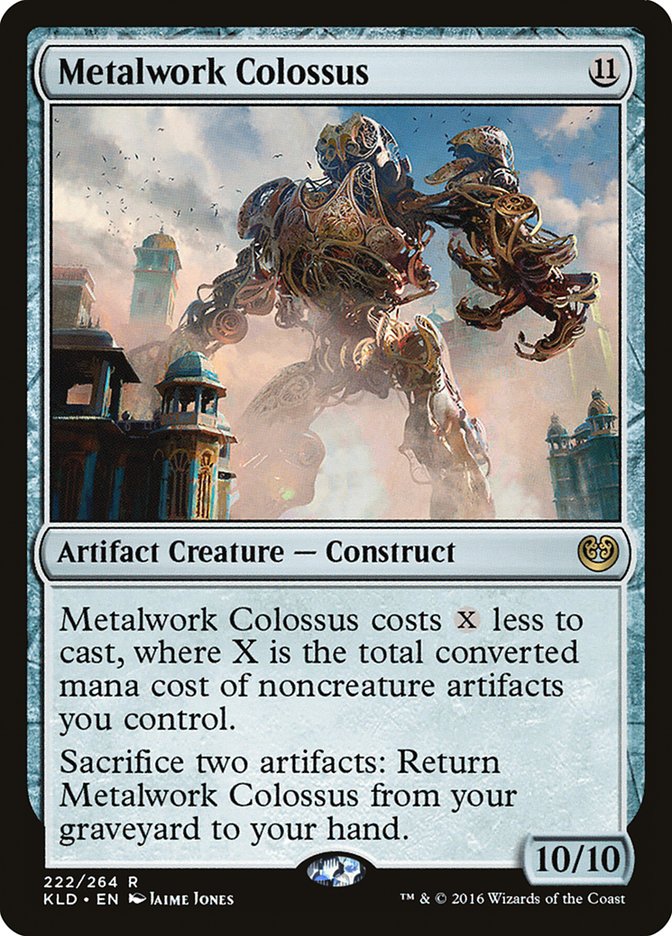 This Is An Image Of The Magic The Gathering Card Metalwork Colossus From The Set Commander Masters - Designed By Artist Jaime Jones
