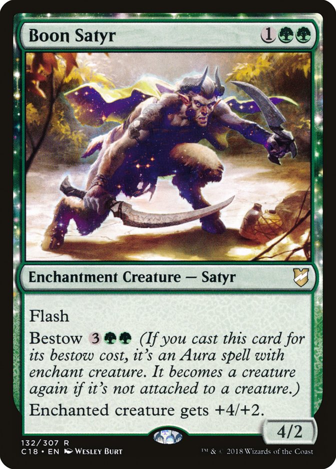 This Is An Image Of The Magic The Gathering Card Boon Satyr From The Set Commander 2018 - Designed By Artist Wesley Burt