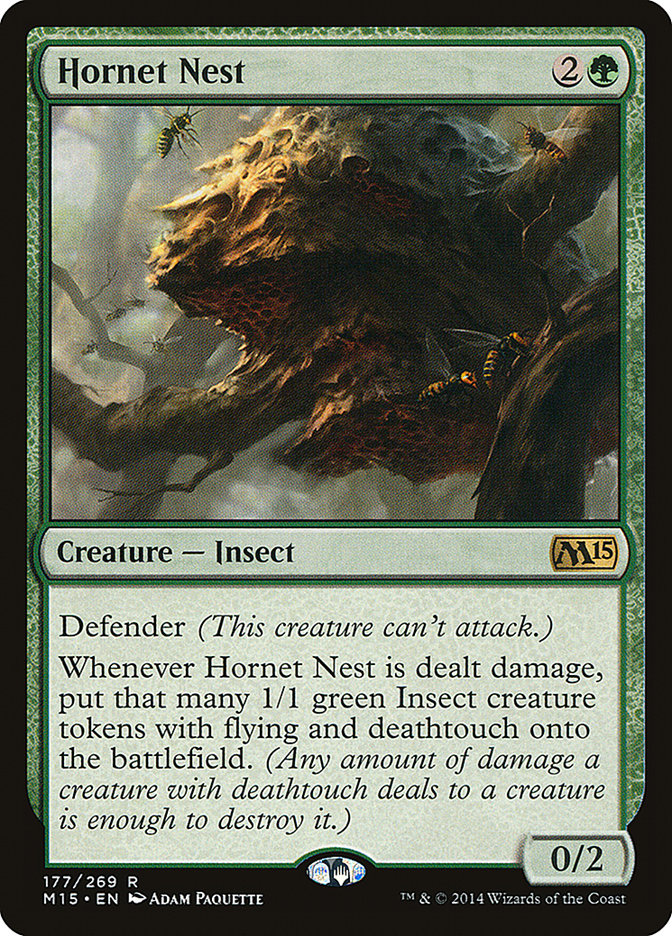 This Is An Image Of The Magic The Gathering Card Hornet Nest From The Set Tarkir: Dragonstorm Commander - Designed By Artist Adam Paquette
