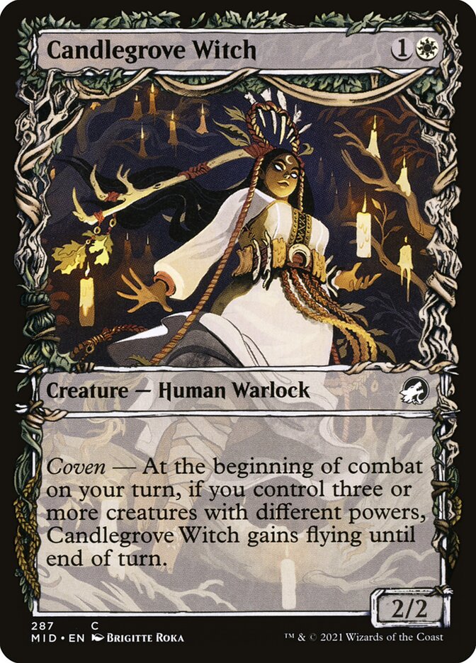 This Is An Image Of The Magic The Gathering Card Candlegrove Witch From The Set Innistrad: Midnight Hunt - Designed By Artist Anna Christenson