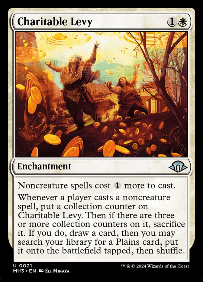 This Is An Image Of The Magic The Gathering Card Charitable Levy From The Set Modern Horizons 3 - Designed By Artist Eli Minaya