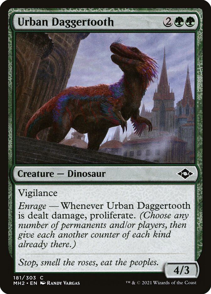 This Is An Image Of The Magic The Gathering Card Urban Daggertooth From The Set Modern Horizons 2 - Designed By Artist Randy Vargas