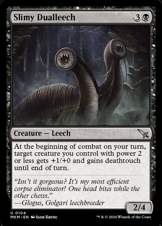 This Is An Image Of The Magic The Gathering Card Slimy Dualleech From The Set Murders at Karlov Manor - Designed By Artist Igor Krstic