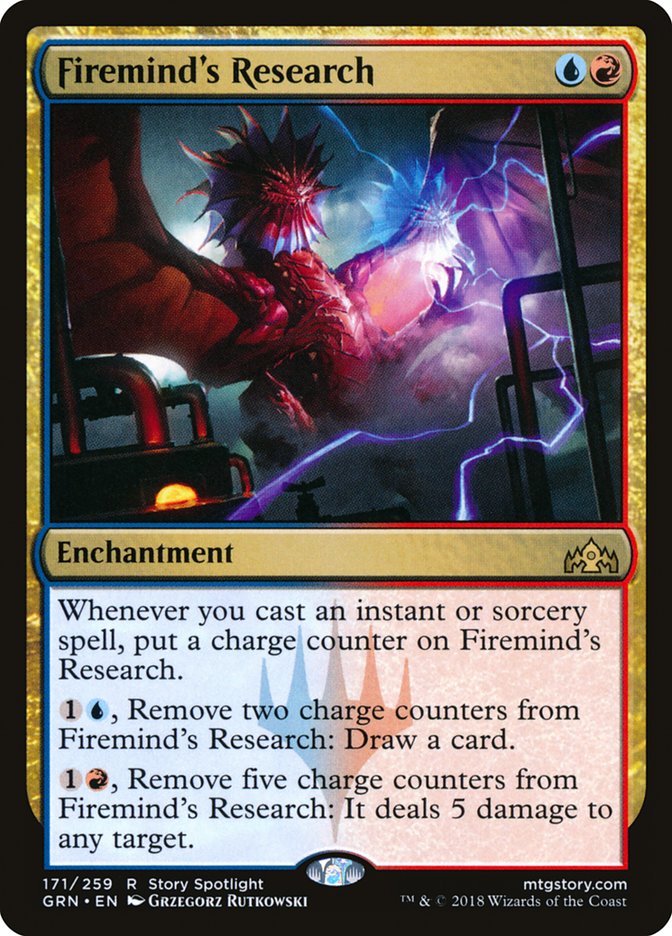 This Is An Image Of The Magic The Gathering Card Firemind's Research From The Set Guilds of Ravnica - Designed By Artist Grzegorz Rutkowski