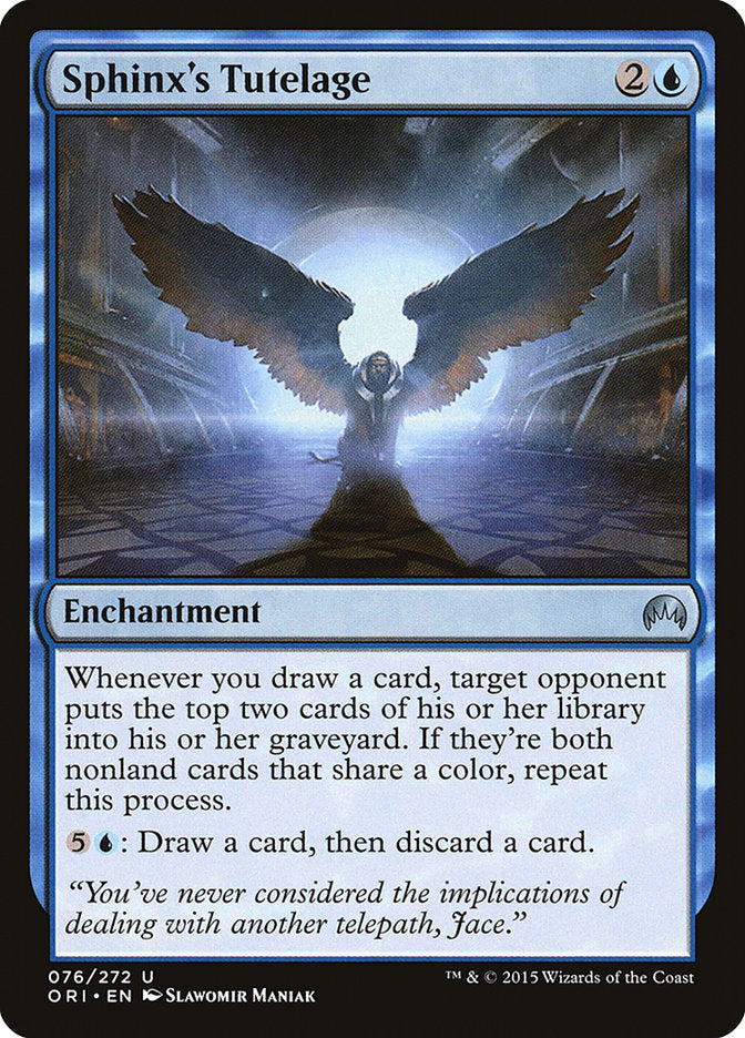 This Is An Image Of The Magic The Gathering Card Sphinx's Tutelage From The Set Magic Origins - Designed By Artist Slawomir Maniak