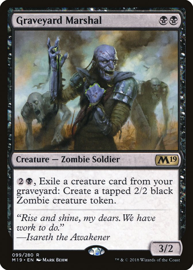 This Is An Image Of The Magic The Gathering Card Graveyard Marshal From The Set Core Set 2019 - Designed By Artist Mark Behm