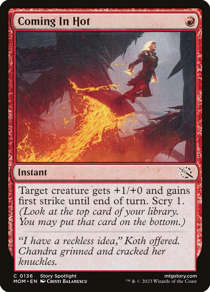 This Is An Image Of The Magic The Gathering Card Coming In Hot From The Set March of the Machine - Designed By Artist Cristi Balanescu