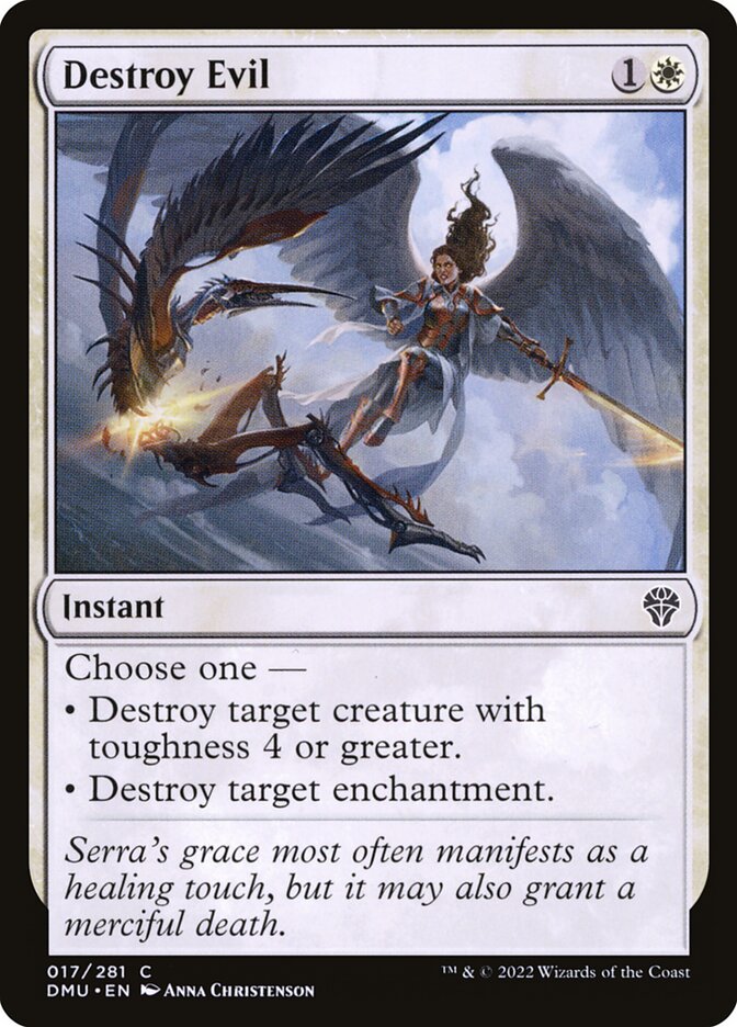 This Is An Image Of The Magic The Gathering Card Destroy Evil From The Set Dominaria United - Designed By Artist Anna Christenson