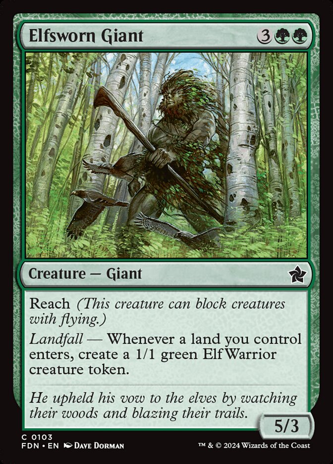 This Is An Image Of The Magic The Gathering Card Elfsworn Giant From The Set Foundations - Designed By Artist Dave Dorman