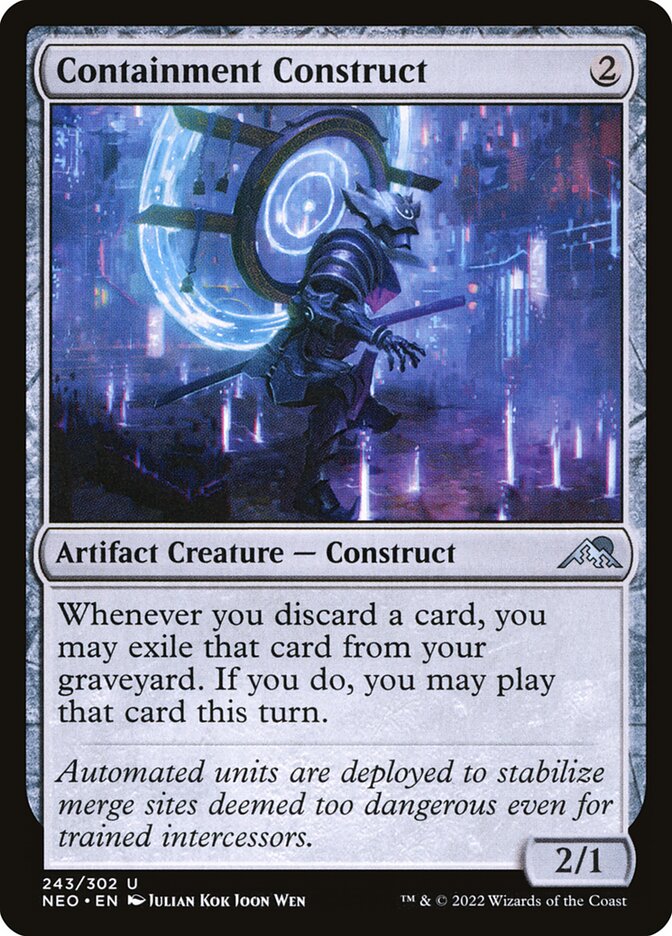 This Is An Image Of The Magic The Gathering Card Containment Construct From The Set Kamigawa: Neon Dynasty - Designed By Artist Julian Kok Joon Wen