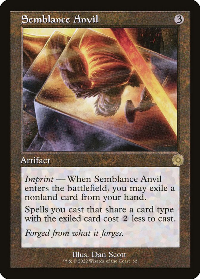 This Is An Image Of The Magic The Gathering Card Semblance Anvil From The Set Scars of Mirrodin - Designed By Artist Dan Murayama Scott