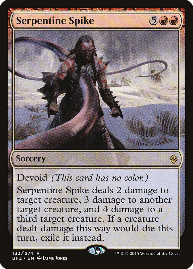 This Is An Image Of The Magic The Gathering Card Serpentine Spike From The Set Battle for Zendikar - Designed By Artist Jaime Jones