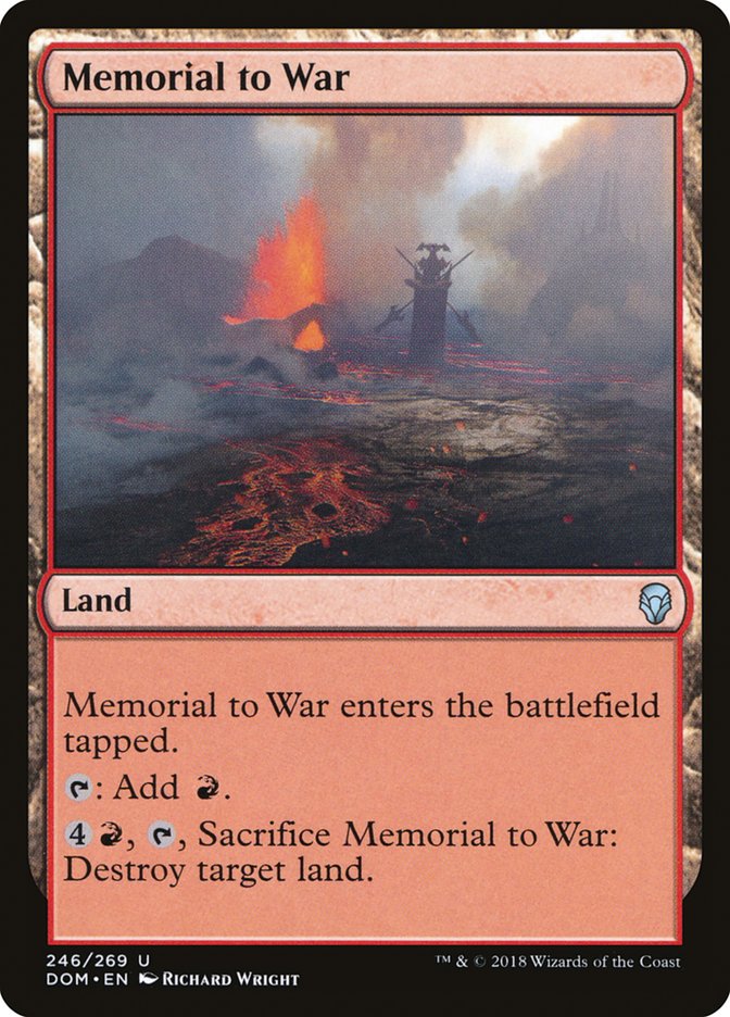 This Is An Image Of The Magic The Gathering Card Memorial to War From The Set Commander Legends - Designed By Artist Richard Wright