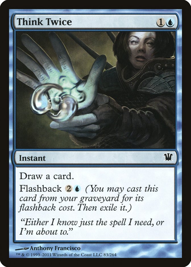This Is An Image Of The Magic The Gathering Card Think Twice From The Set Tarkir: Dragonstorm Commander - Designed By Artist Anthony Francisco
