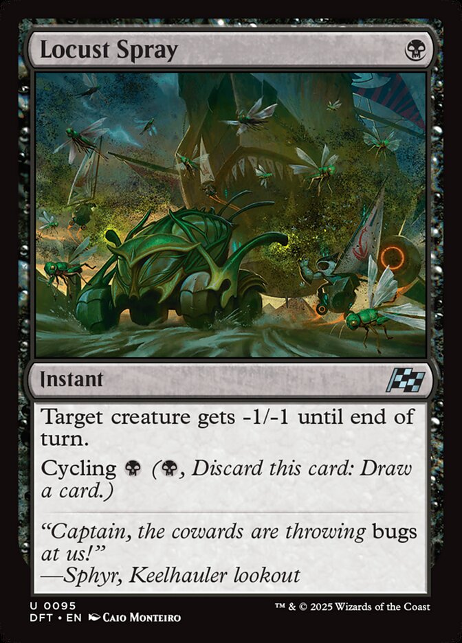 This Is An Image Of The Magic The Gathering Card Locust Spray From The Set Aetherdrift - Designed By Artist Caio Monteiro
