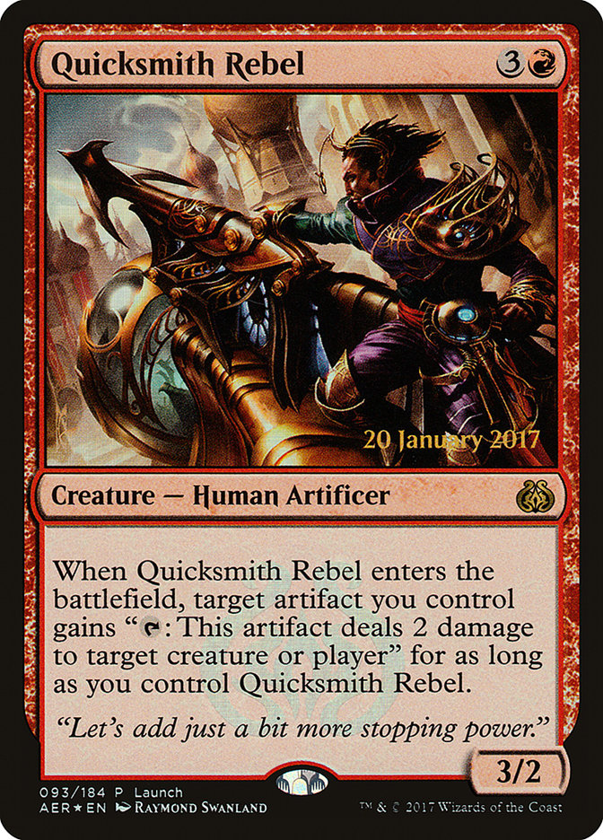 This Is An Image Of The Magic The Gathering Card Quicksmith Rebel From The Set Aether Revolt - Designed By Artist Kieran Yanner