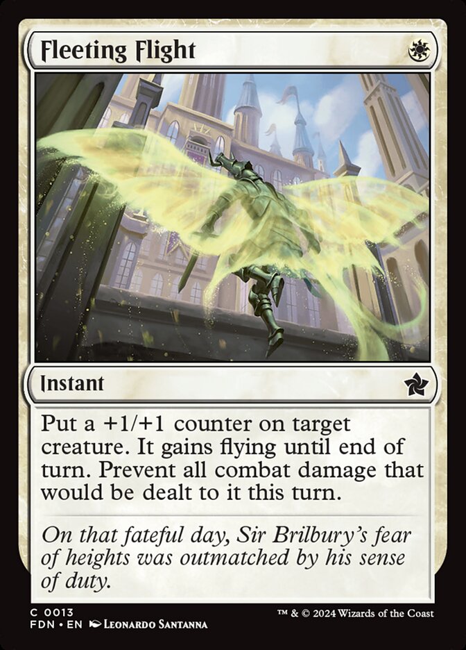 This Is An Image Of The Magic The Gathering Card Fleeting Flight From The Set Foundations - Designed By Artist Leonardo Santanna