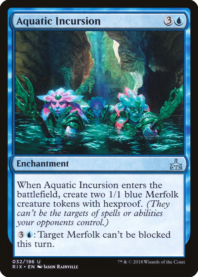 This Is An Image Of The Magic The Gathering Card Aquatic Incursion From The Set Rivals of Ixalan - Designed By Artist Jason Rainville