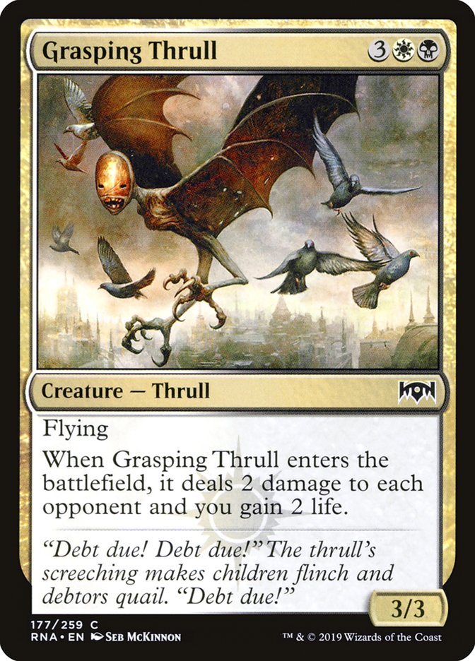 This Is An Image Of The Magic The Gathering Card Grasping Thrull From The Set Ravnica Allegiance - Designed By Artist Seb McKinnon