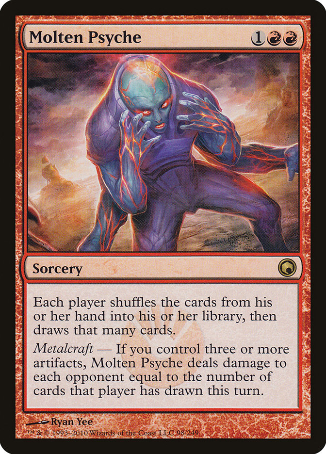 This Is An Image Of The Magic The Gathering Card Molten Psyche From The Set Scars of Mirrodin - Designed By Artist Ryan Yee