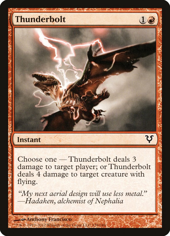 This Is An Image Of The Magic The Gathering Card Thunderbolt From The Set Avacyn Restored - Designed By Artist Anthony Francisco