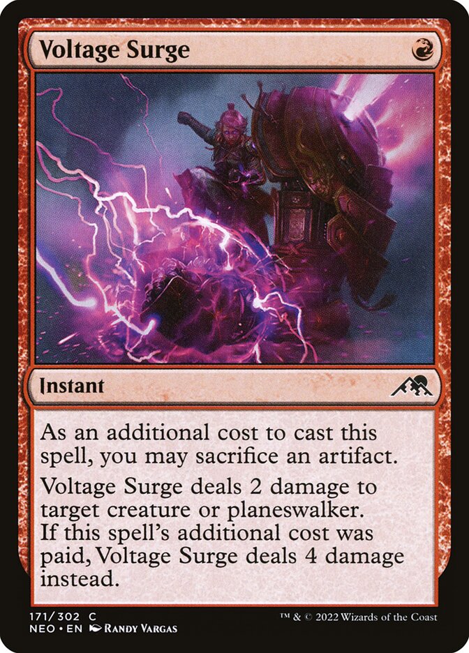 This Is An Image Of The Magic The Gathering Card Voltage Surge From The Set Kamigawa: Neon Dynasty - Designed By Artist Randy Vargas