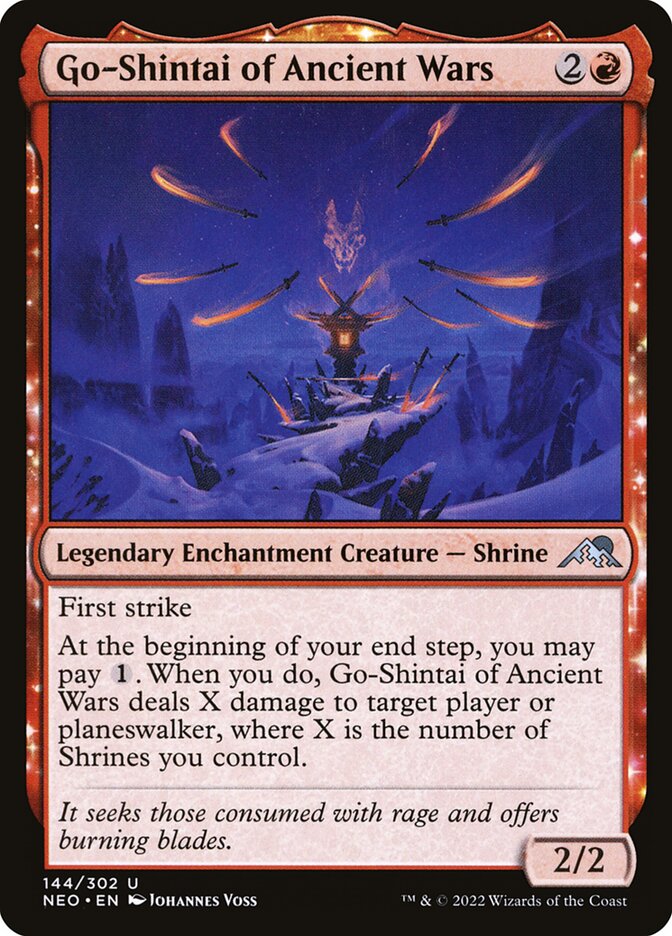 This Is An Image Of The Magic The Gathering Card Go-Shintai of Ancient Wars From The Set Kamigawa: Neon Dynasty - Designed By Artist Johannes Voss