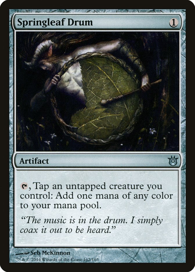 This Is An Image Of The Magic The Gathering Card Springleaf Drum From The Set Double Masters - Designed By Artist Seb McKinnon