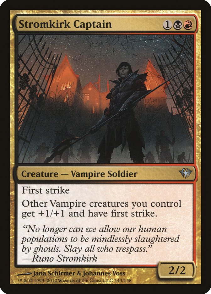 This Is An Image Of The Magic The Gathering Card Stromkirk Captain From The Set Crimson Vow Commander - Designed By Artist Jana Schirmer & Johannes Voss